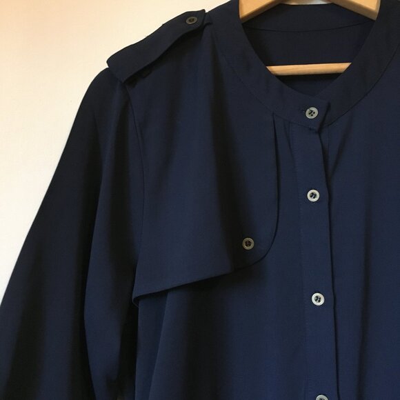 Navy Blue Military Button Down Tunic Dress - Picture 7 of 15